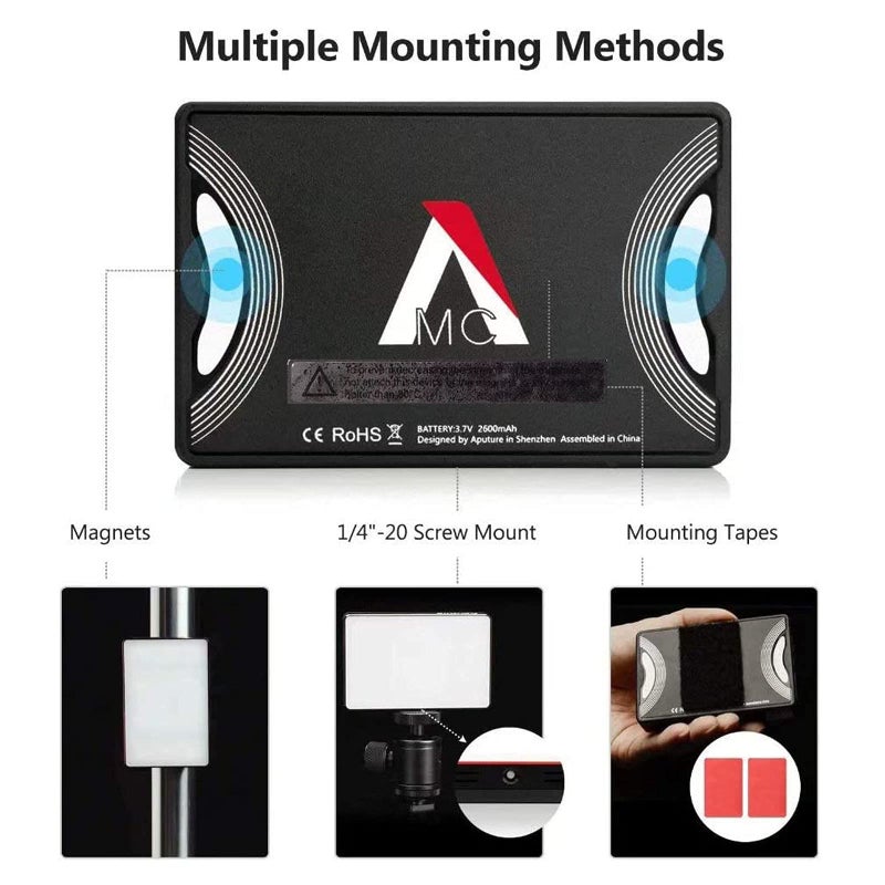 Aputure Amaran MC RGBWW Mini On Camera Video Light,3200K-6500K,CRI/TLCI 96+,HSI Mode,Support Magnetic Attraction,App with USB-C PD and Wireless Charging - Image 4